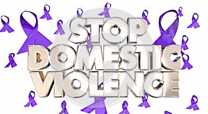 Stop Domestic Violence Awareness Ribbons Prevent Abuse 3d Words