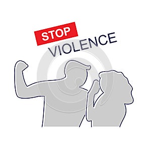 Stop domestic violence. Family abuse. Conflict relationships between man and woman.