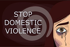 Stop domestic violence poster. Abuse and agression in family photo