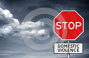 Stop Domestic Violence - road sign warning