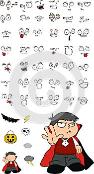 Stop Dracula kid expressions cartoon Halloween set