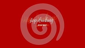 Stop drinking concept, handwritten words on red background