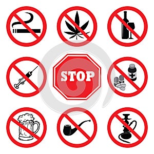 Stop Drugs.Drugs Prohibition Sign collection