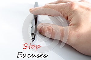 Stop excuses text concept