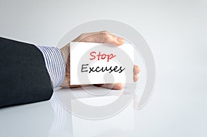 Stop excuses text concept