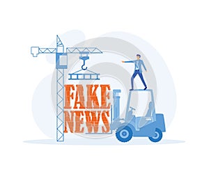 Stop fake news and misinformation spreading on internet and media concep.