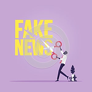 Stop fake news and misinformation spreading on internet and media concept