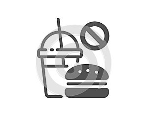 Stop Fast food icon. Hamburger with soda drink sign. Vector