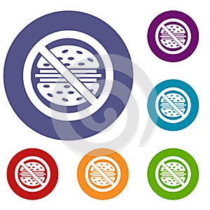 Stop fast food icons set