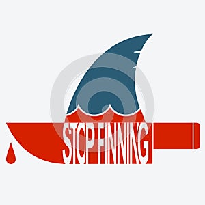 Stop finning.Vector symbol of safe sharks