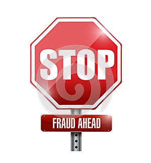 stop, fraud ahead road sign illustration