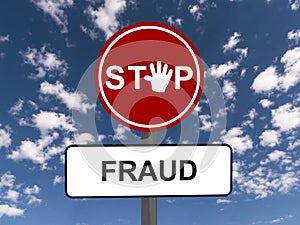 Stop fraud road sign