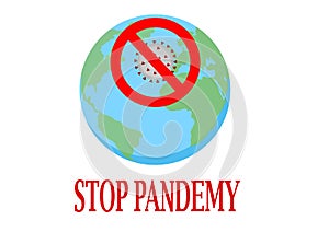 Stop global pandemy sars cov 2 virus illustration