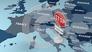 Stop Globalism Across Europe. Map sign.