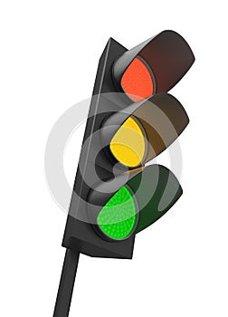 Stop go traffic light isolated on white