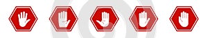 Stop hand adblock hexagon circle vector.