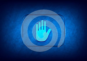 Stop hand icon abstract digital design blue background