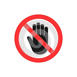 Stop hand icon. Stop sign. Vector illustration flat design