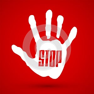 Stop Hand Raised vector illustration.