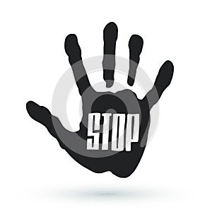 Stop Hand Raised vector illustration.