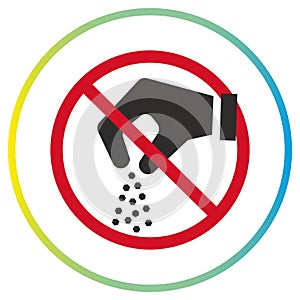 stop hand sprinkle icon, no salt or spice pinch, do not add to food, flat symbol
