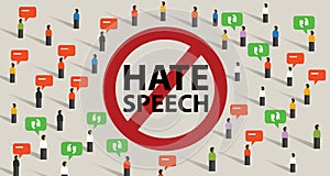 Stop hate speech conflict violence start from comments aggressive communication by crowd photo