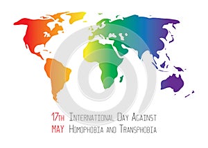 Stop homophobia. Earht in lgbt flag colors.