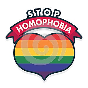 Stop homophobia, LGBT pride discrimination and prejudice logo sticker symbol vector