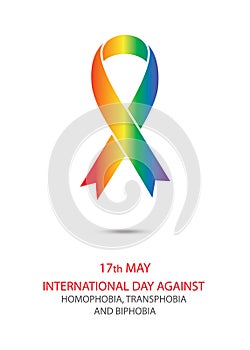 Stop homophobia. Ribbon in lgbt flag colors.