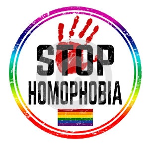 Stop homophobia sign or stamp photo