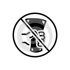 Black solid icon for Stop, bribe and money