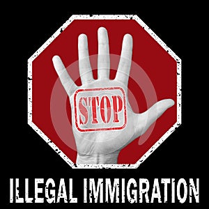 Stop illegal immigration conceptual illustration