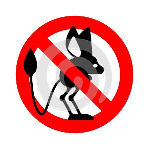 Stop Jerboa. ban Steppe animal is forbidden. Red prohibitory road sign