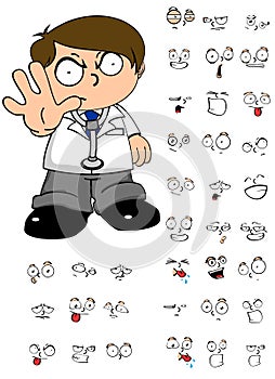 Stop kid doctor cartoon expresion set