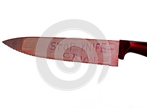 Stop knife crime concept on white background