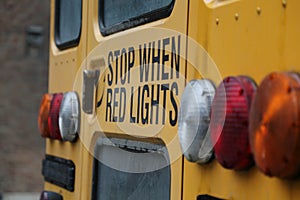 Stop lights yellow school bus photo