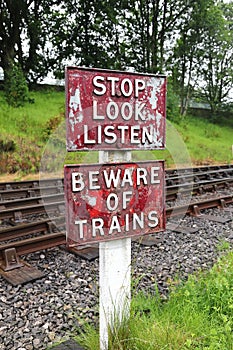 Stop Look Listen Railway Sign