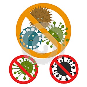 Stop microbe. Microscopic viruses. Vector