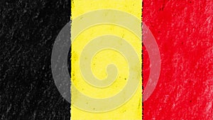 Stop motion pastel chalk crayon drawn Belgium flag cartoon animation seamless loop background new quality national