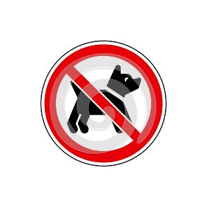 STOP. No dog sign. VECTOR. With pet no access. The icon with a red sign on a white background. Can be used as a design element. Wa