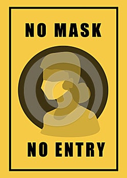 Stop No Mask No Entry warning Sign