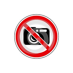 STOP. No Photo / No video shooting sign. Vector. The icon with a red sign on a white background. Can be used as a design element. 