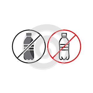 Stop, no plastic bottle sign. Vector icon template