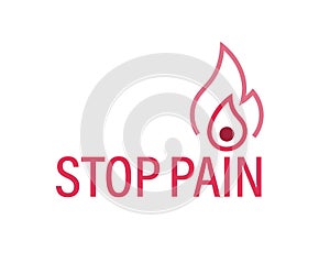 Stop pain. Pain-relieving remedy, alleviant sign. Vector illustration