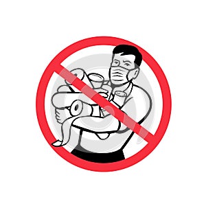 Stop Panic Buying Male Shopper Sign Icon