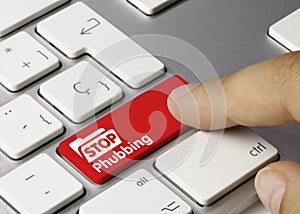 Stop Phubbing - Inscription on Red Keyboard Key photo