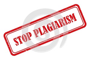 Stop plagiarism stamp on white