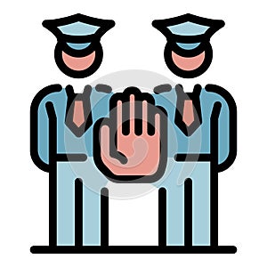 Stop police guard icon color outline vector