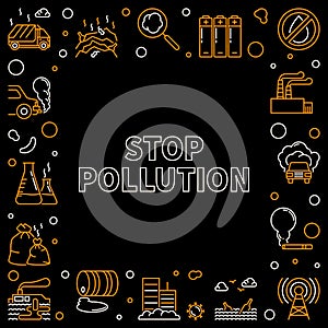 Stop Pollution vector Save Environment concept linear Frame