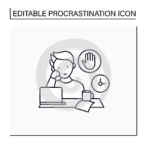 Stop procrastinating line icon